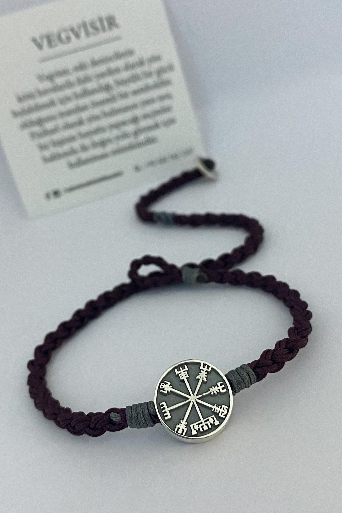 Vegvísir Bordo İpli Çıtır Bileklik