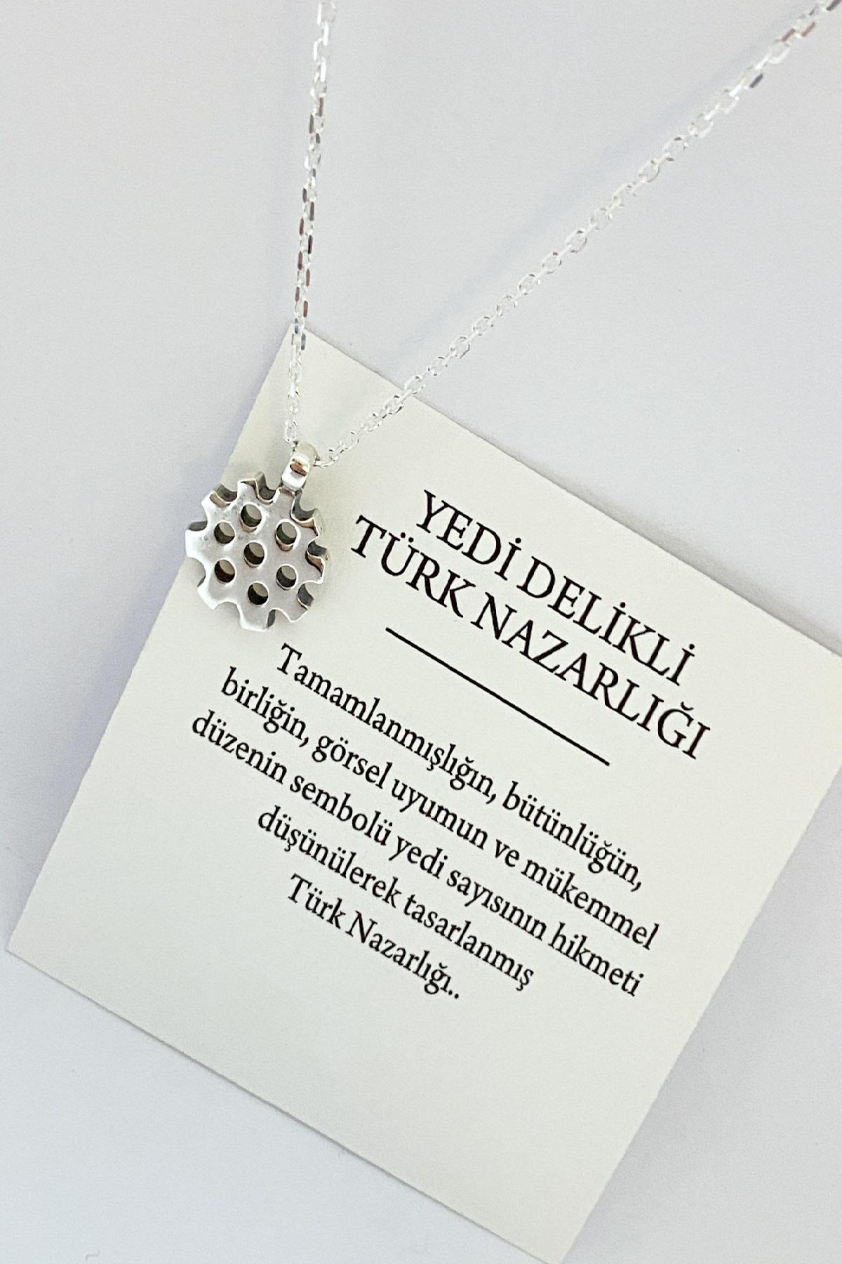 Yedi Delikli Türk Nazarlığı Küçük Boy Kolye